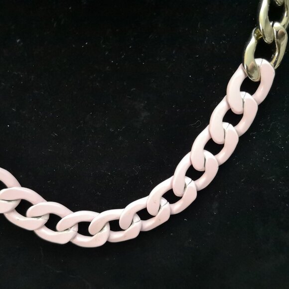Dynamite Gold Tone & Pink Bulky Chain Adjustable Back Necklace - Picture 2 of 4